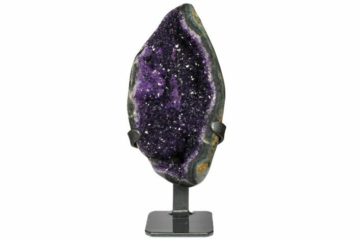 Amethyst Geode Section With Metal Stand - Uruguay #122024